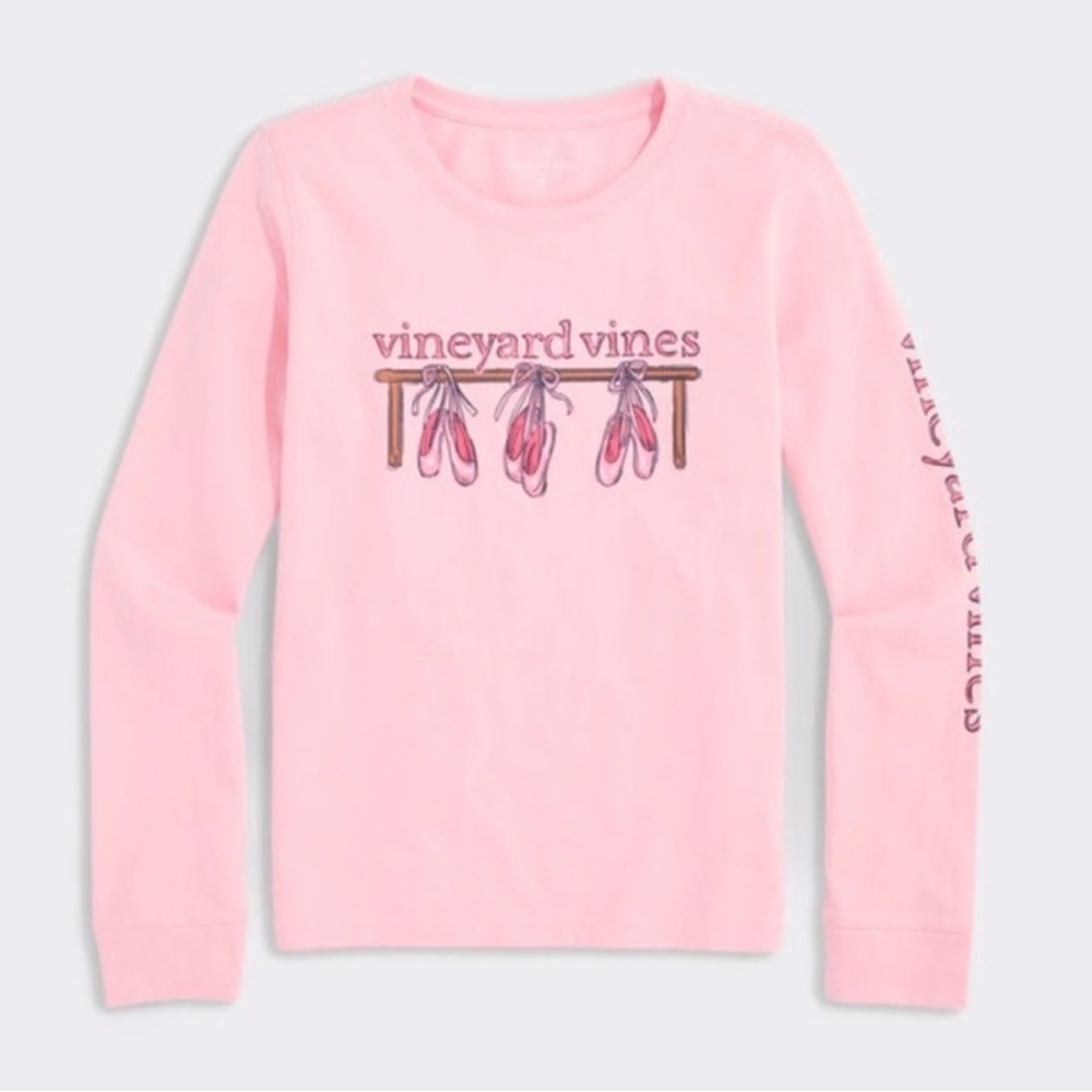 Vineyard Vines Pink ballet Graphic Tee girls size 12-14